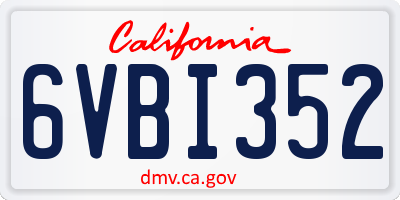 CA license plate 6VBI352