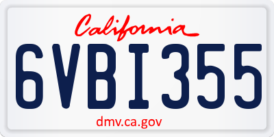 CA license plate 6VBI355
