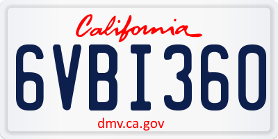 CA license plate 6VBI360