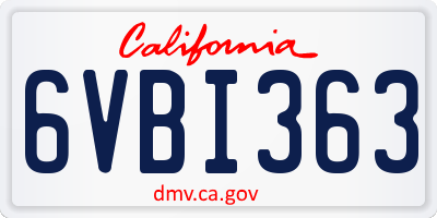 CA license plate 6VBI363