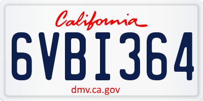 CA license plate 6VBI364