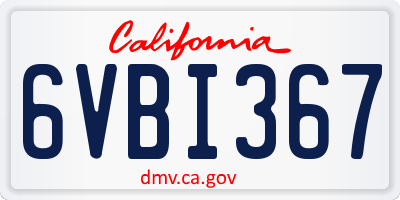 CA license plate 6VBI367