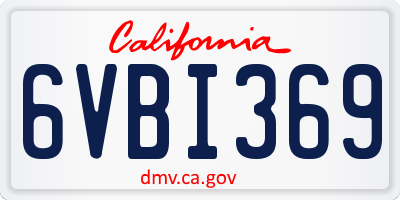 CA license plate 6VBI369