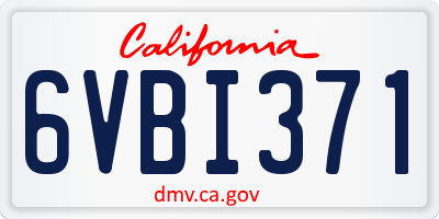 CA license plate 6VBI371