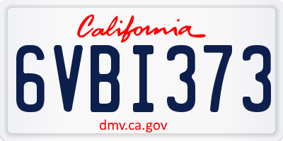 CA license plate 6VBI373