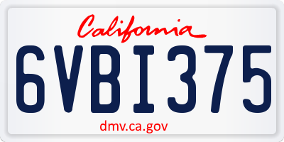 CA license plate 6VBI375