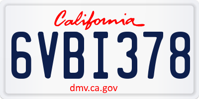 CA license plate 6VBI378