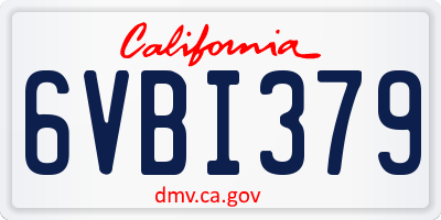 CA license plate 6VBI379