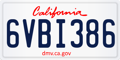 CA license plate 6VBI386