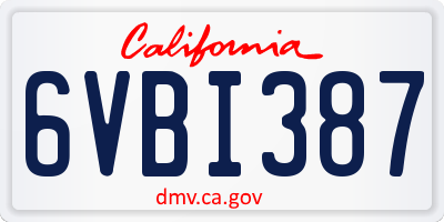 CA license plate 6VBI387