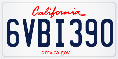 CA license plate 6VBI390