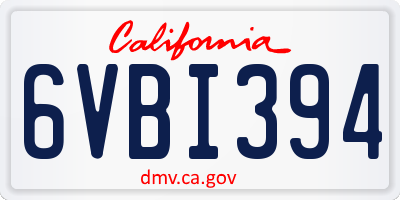 CA license plate 6VBI394