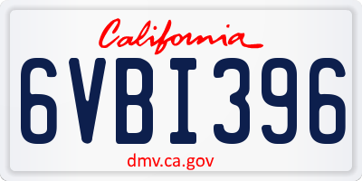CA license plate 6VBI396