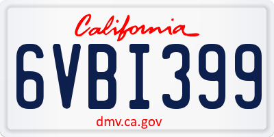 CA license plate 6VBI399