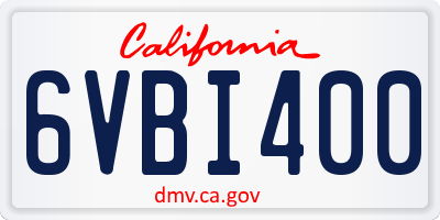CA license plate 6VBI400
