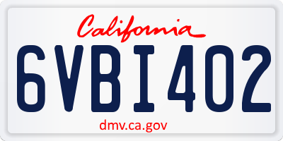 CA license plate 6VBI402