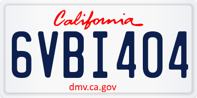 CA license plate 6VBI404