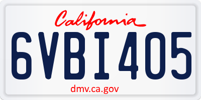 CA license plate 6VBI405