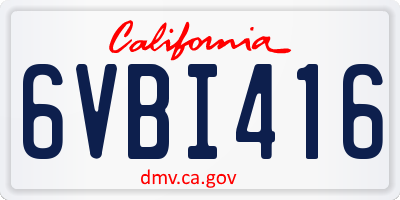 CA license plate 6VBI416