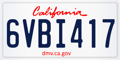 CA license plate 6VBI417