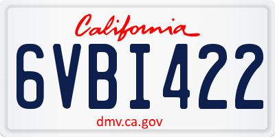 CA license plate 6VBI422