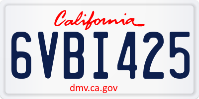CA license plate 6VBI425