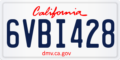 CA license plate 6VBI428