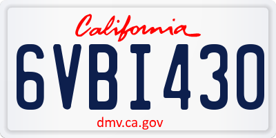 CA license plate 6VBI430