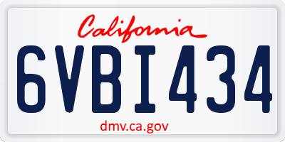 CA license plate 6VBI434