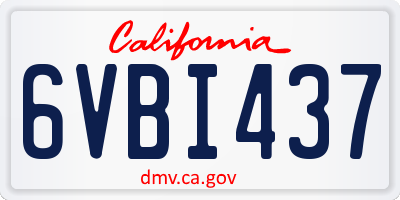 CA license plate 6VBI437
