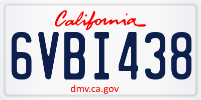 CA license plate 6VBI438