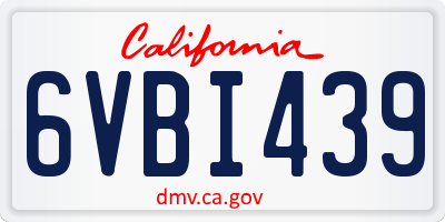 CA license plate 6VBI439