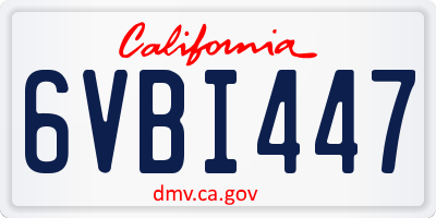CA license plate 6VBI447