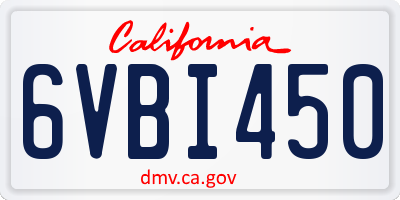 CA license plate 6VBI450