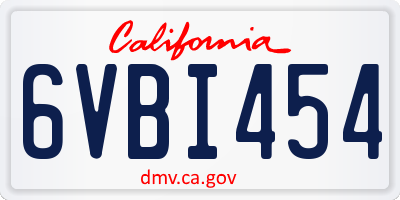 CA license plate 6VBI454