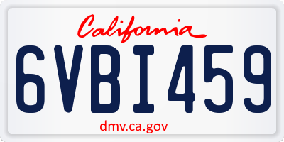 CA license plate 6VBI459