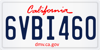 CA license plate 6VBI460