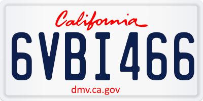 CA license plate 6VBI466