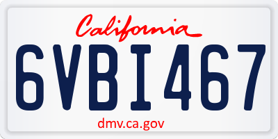 CA license plate 6VBI467