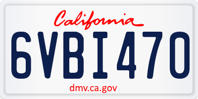 CA license plate 6VBI470