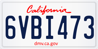 CA license plate 6VBI473