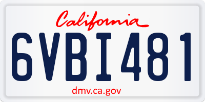CA license plate 6VBI481