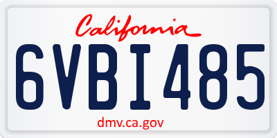 CA license plate 6VBI485