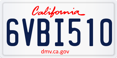 CA license plate 6VBI510