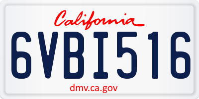 CA license plate 6VBI516