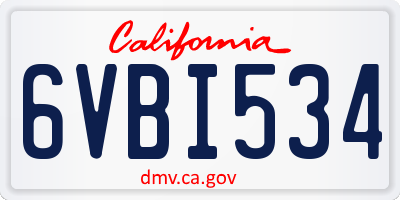 CA license plate 6VBI534