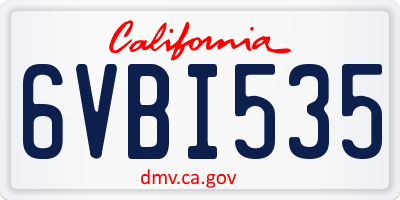 CA license plate 6VBI535