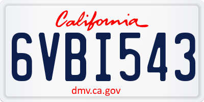 CA license plate 6VBI543