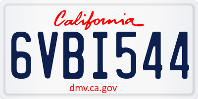 CA license plate 6VBI544