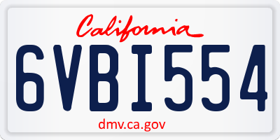 CA license plate 6VBI554